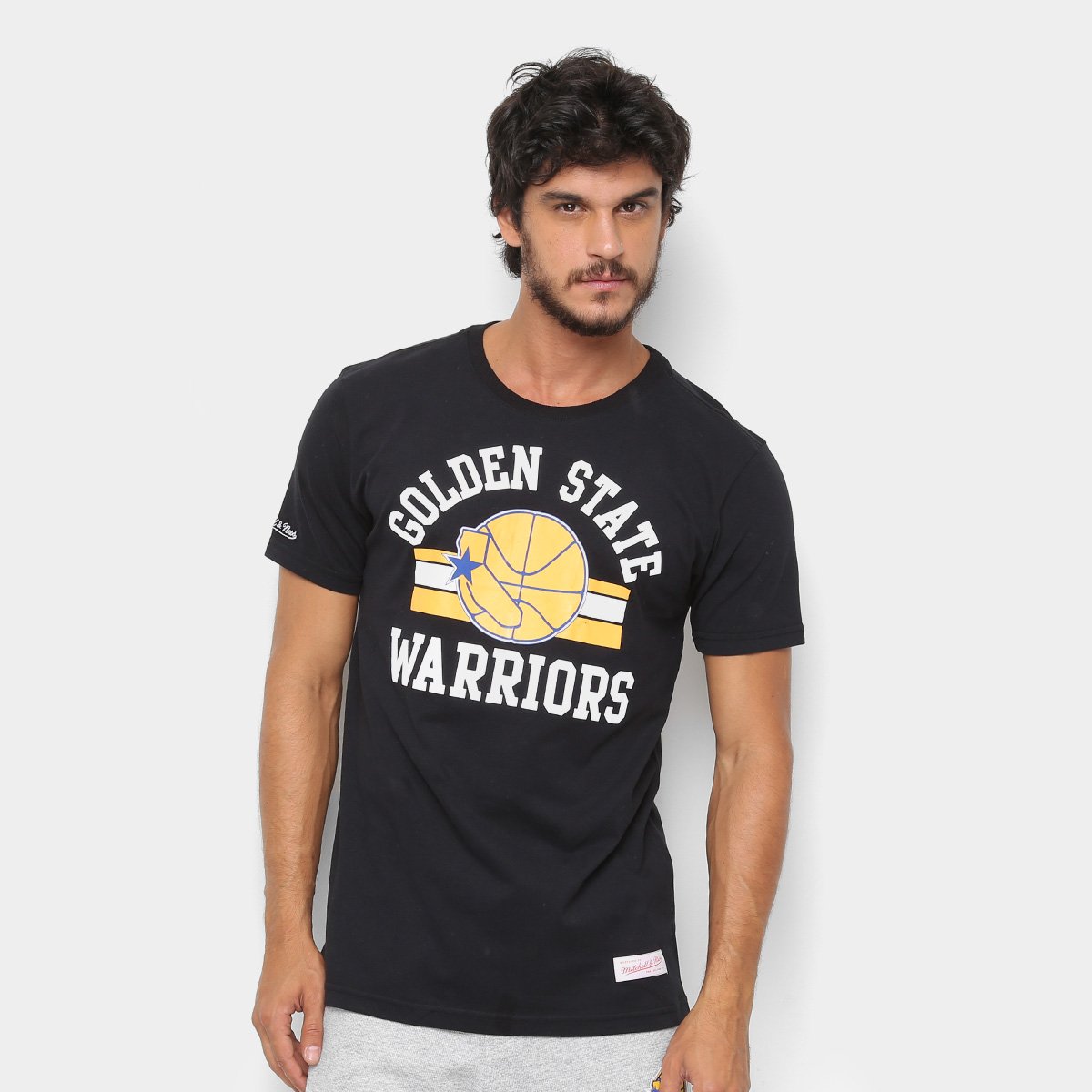 Camisa Mitchell & Ness Golden State Warriors Masculina - Preto | Loja NBA