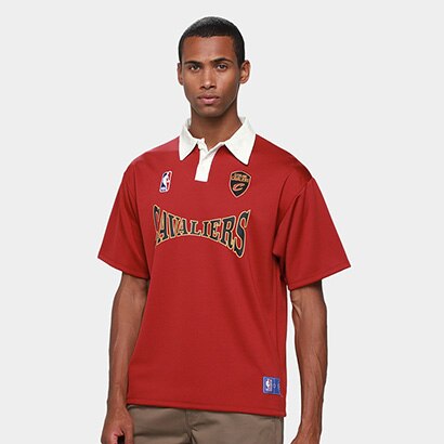 Camisa Polo NBA Cleveland Cavaliers Mitchell & Ness Masculina - Vinho