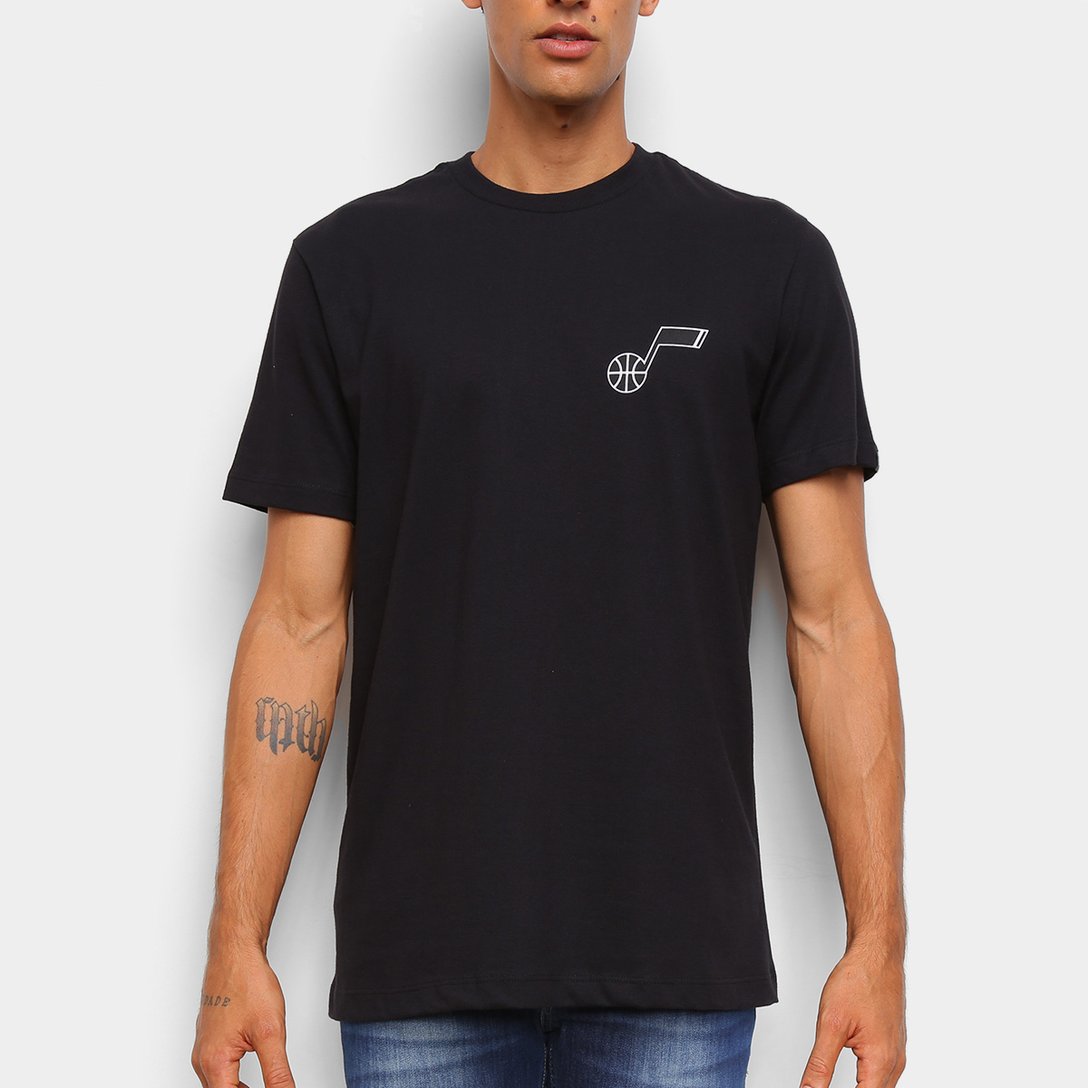 Camiseta Black Pack NBA Utah Jazz New Era Logo Shield Masculina - Preto | Loja NBA