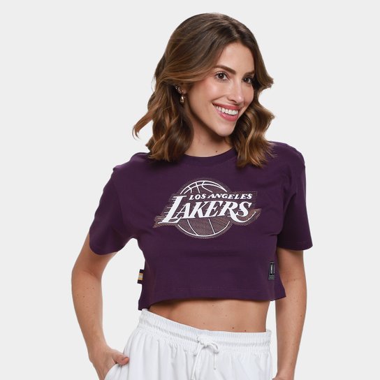 Camiseta Cropped NBA La Lakers Mitchell & Ness Feminina