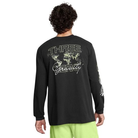 Camiseta de Basquete Manga Longa Masculina Under Armour Curry Verbiage