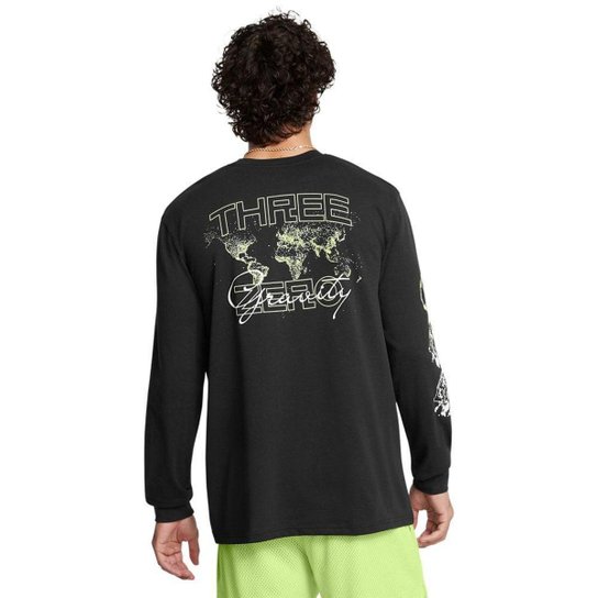 Camiseta de Basquete Manga Longa Masculina Under Armour Curry Verbiage