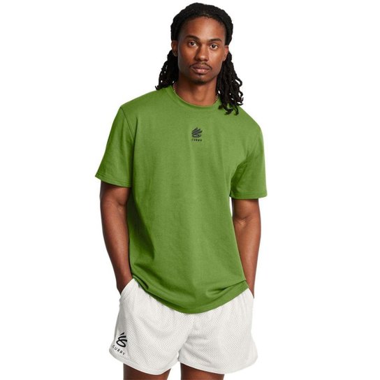 Camiseta de Basquete Masculina Under Armour Hvyweight GG Verde