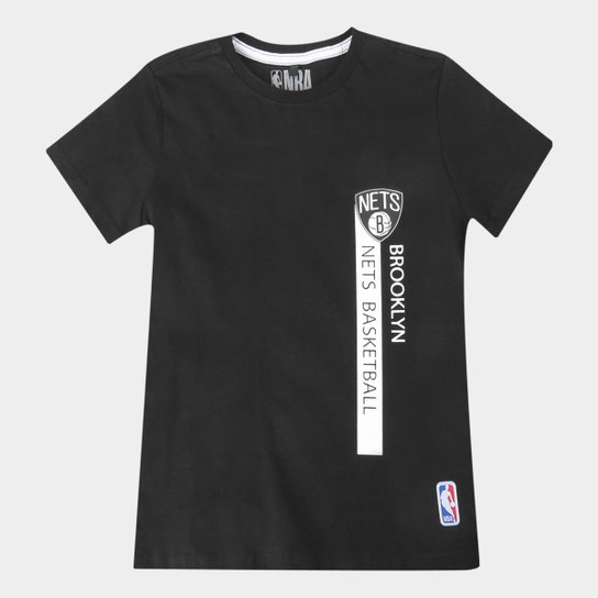 Camiseta Juvenil NBA Brooklyn Nets Flush Bronet Masculina - Preto