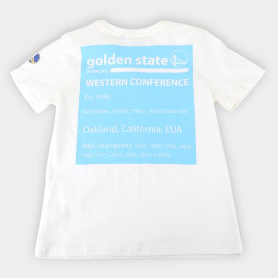 Camiseta Juvenil NBA Golden State Warriors Mini Logo Masculina - Marrom+Branco
