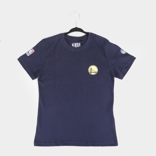 Camiseta Juvenil NBA Golden State Warriors Mini Logo Masculina - Azul Navy