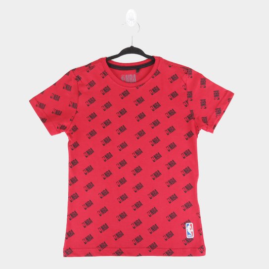 Camiseta Juvenil NBA Logo Masculina - Vermelho