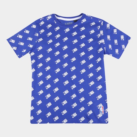 Camiseta Juvenil NBA Logo Masculina - Azul Claro