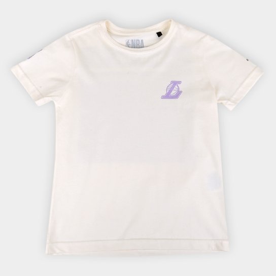 Camiseta Juvenil NBA Los Angeles Lakers Conference Masculina - Marrom+Branco