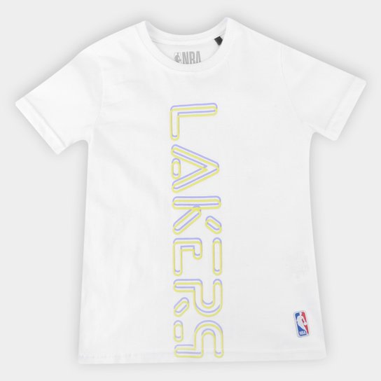 Camiseta Los Angeles Lakers Juvenil NBA Masculina - Branco