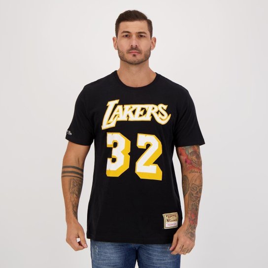 Camiseta Mitchell & Ness Lakers Classic Preta