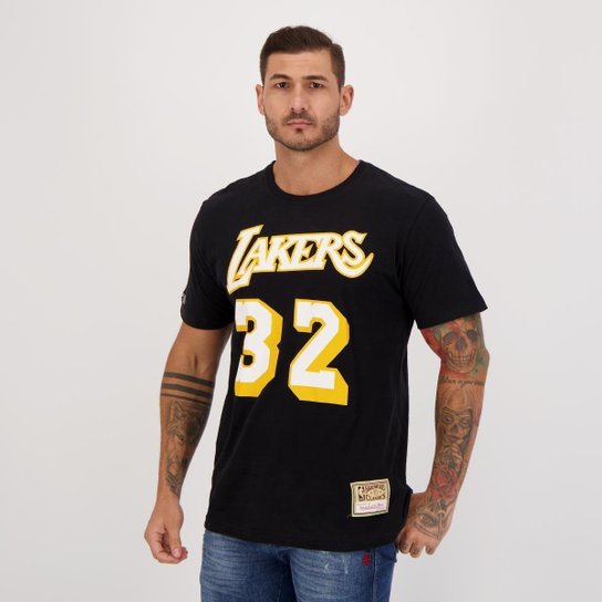 Camiseta Mitchell & Ness Lakers Classic Preta