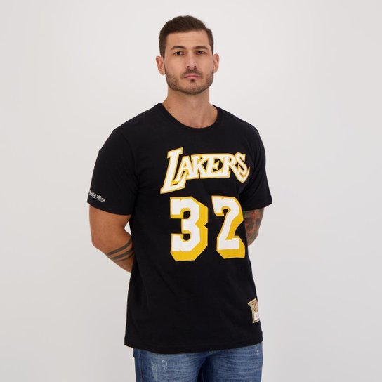 Camiseta Mitchell & Ness Lakers Classic Preta