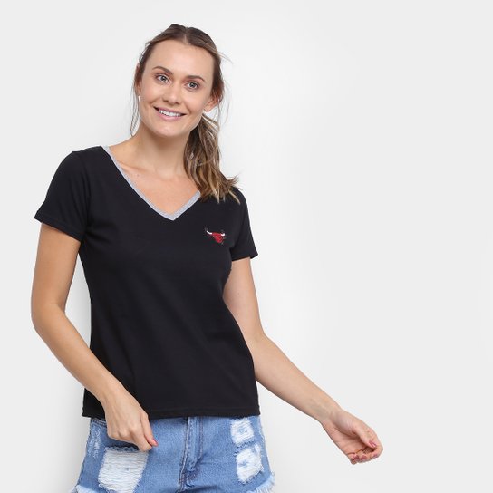 Camiseta NBA Chicago Bulls Mini Logo Feminina - Preto