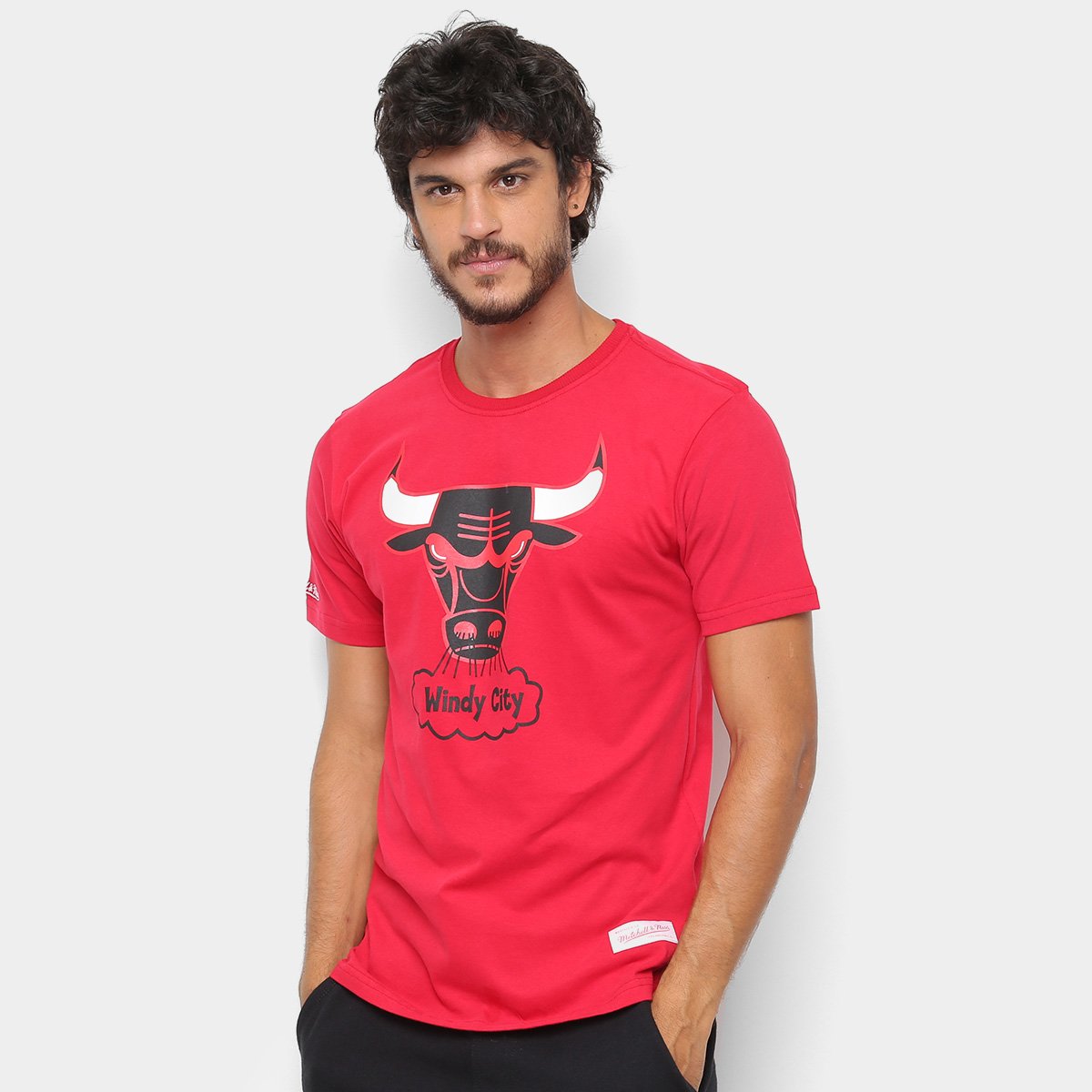 Camiseta NBA Chicago Bulls Mitchell & Ness Logo Grande Masculina - Loja NBA