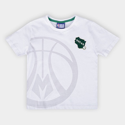 Camiseta NBA Juvenil Milwaukee Bucks Nomad Braziline - Branco