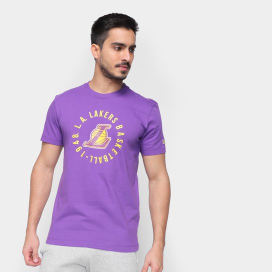 Camiseta NBA Los Angeles Lakers New Era College Team Circle Masculina - Roxo