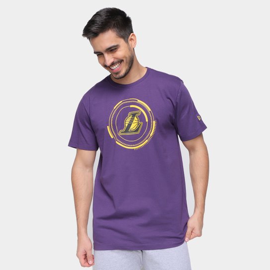 Camiseta NBA Los Angeles Lakers New Era Urban Tech Circle Masculina - Roxo