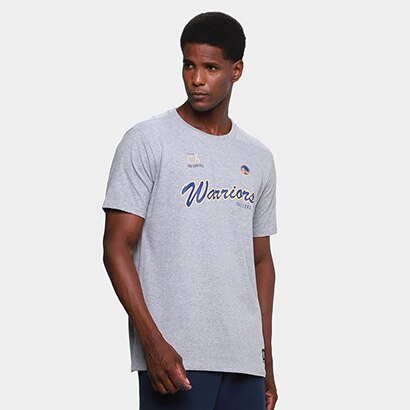 Camiseta NBA Mitchell & Ness Cursive Masculina - Cinza Claro