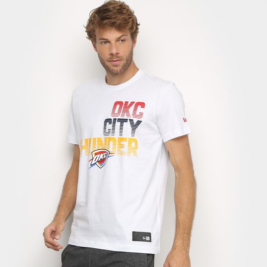 Camiseta New Era NBA Oklahoma City Thunder Versatiled Lines Masculina - Branco