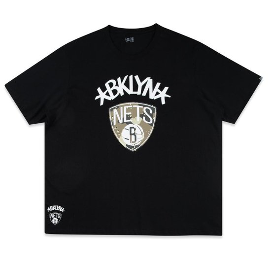 Camiseta New Era Plus Size Regular NBABrooklyn Nets Masculino