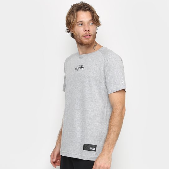 Camiseta New Era San Antonio Spurs Core Raglan Vivo Masculina - Cinza