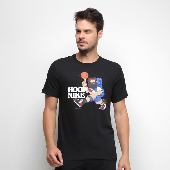 Camiseta Nike Dri-Fit Hoop Basketball Masculina - Preto ...