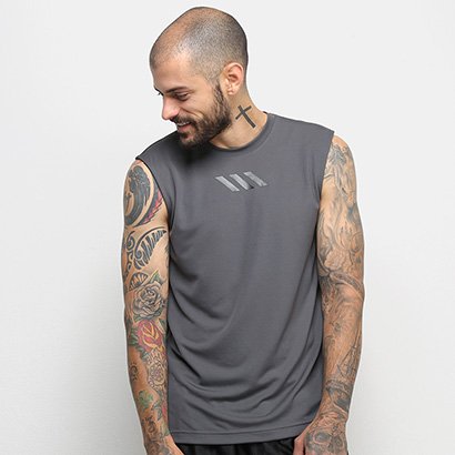 Camiseta Regata Adidas Q2 Lou Masculina - Chumbo | Loja NBA