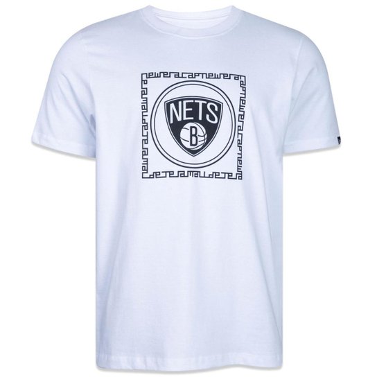 CAMISETA REGULAR NBA BROOKLYN NETS OLD CULTURE MANGA CURTA BRANCO NEW ERA