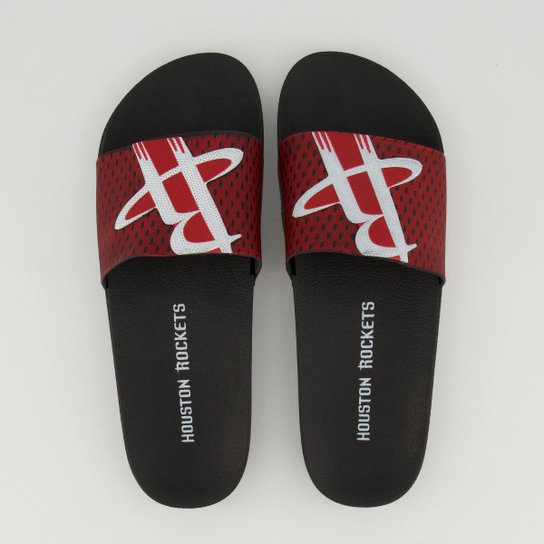 Chinelo Slide NBA Houston Rockets Rider Masculino - Preto+Vermelho