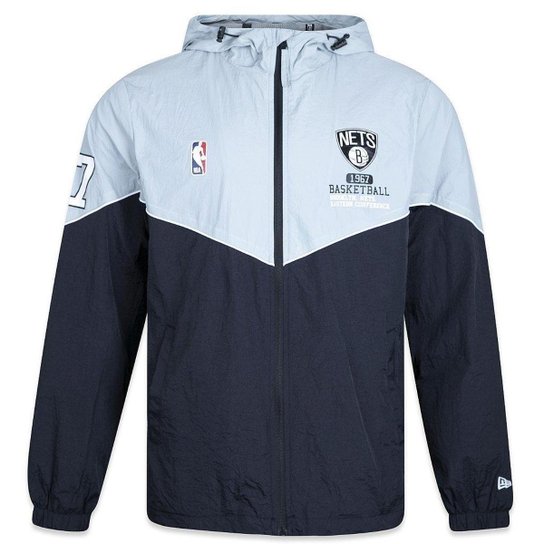 Jaqueta Corta Vento New Era Brooklyn Nets Club House Preto