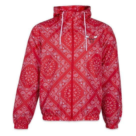 JAQUETA CORTA VENTO WINDBREAKER NBA CHICAGO BULLS STREET VERMELHO NEW ERA