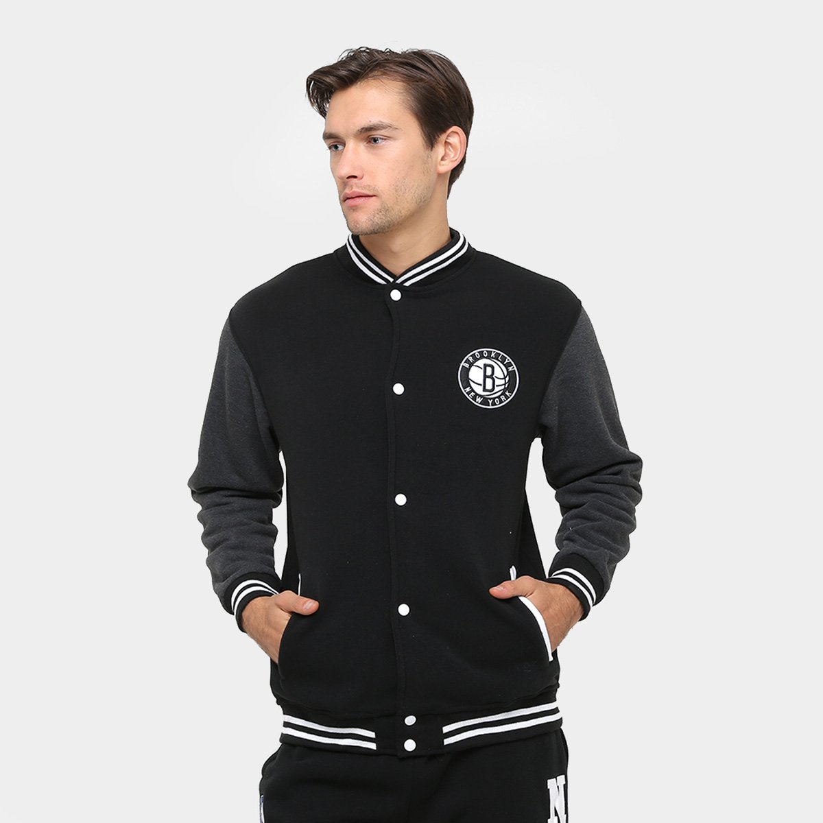 brooklyn nets grey moletom com capuz