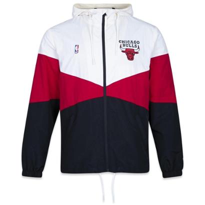 Jaqueta New Era Corta Vento NBA Chicago Red Bulls Institutional Style Masculino - Vermelho+Off White