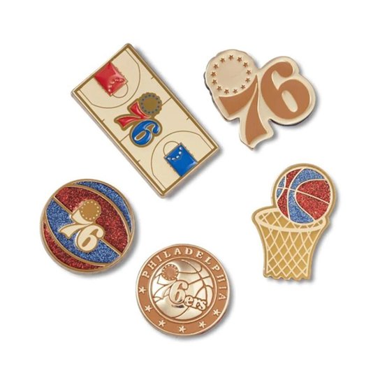 Jibbitz™ nba philadelphia 76ers pack com 5 peças unico