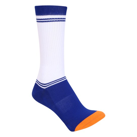 Meia NBA Cano Alto Stripes - Branco+Azul