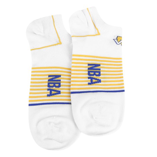 Meia NBA Cano Curto Golden State Warriors - Branco+Amarelo