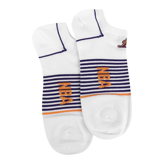 Meia NBA Cano Curto Los Angeles Lakers - Branco+Roxo