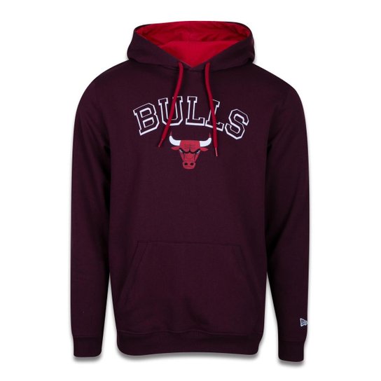 MOLETOM CANGURU FECHADO NBA CHICAGO BULLS CORE VERMELHO ESCURO NEW ERA
