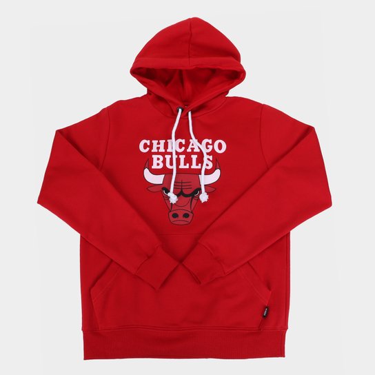 Moletom NBA Chicago Bulls Juvenil Canguru Masculino - Vermelho