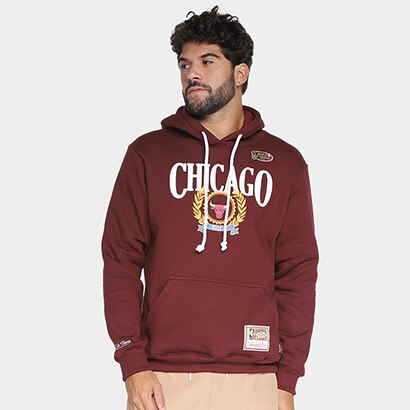 Moletom NBA Chicago Bulls Mitchell & Ness Collegiate Masculino - Bordô