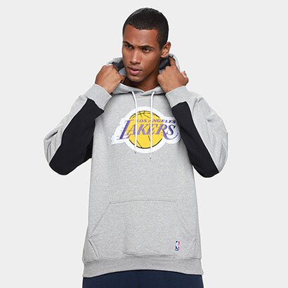 Moletom NBA Los Angeles Lakers Mitchell & Ness Masculino - Cinza Claro