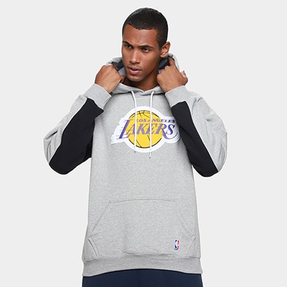 Moletom NBA Los Angeles Lakers Mitchell & Ness Masculino - Cinza Claro