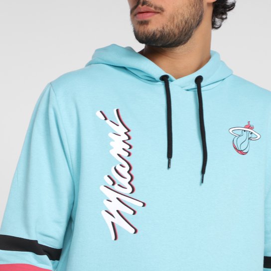 Moletom NBA Miami Heat Canguru Masculino - Azul Claro