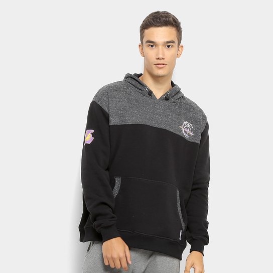 Moletom NBA XXG Los Angeles Lakers Canguru Masculino - Preto