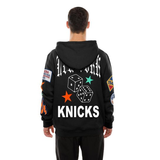 MOLETOM NEW ERA CANGURU FECHADO NEW YORK KNICKS NBA PRETO