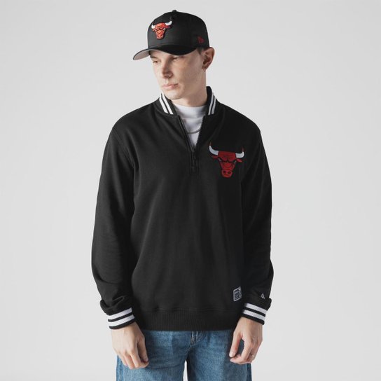 MOLETOM NEW ERA QUARTER CHICAGO BULLS NBA PRETO