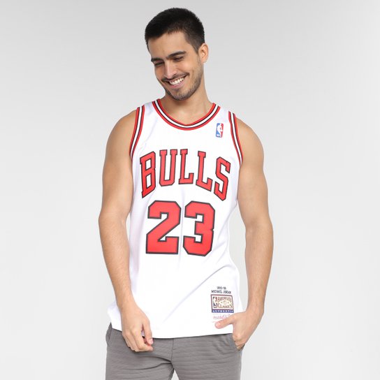 Regata Chicago Bulls Michael Jordan Mitchell & Ness Authentic Home Masculina - Branco