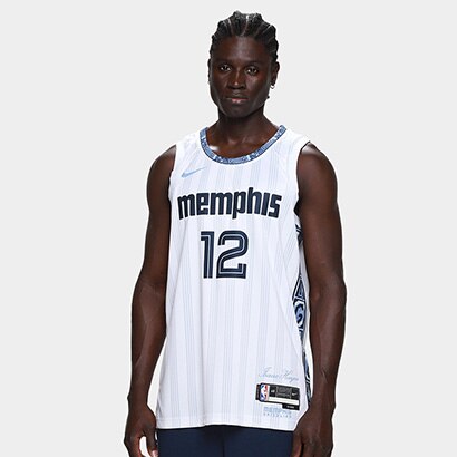 Regata Jersey NBA Nike Memphis Grizzilies Ja Morant Nº 12 Masculina - Branco+Azul Claro