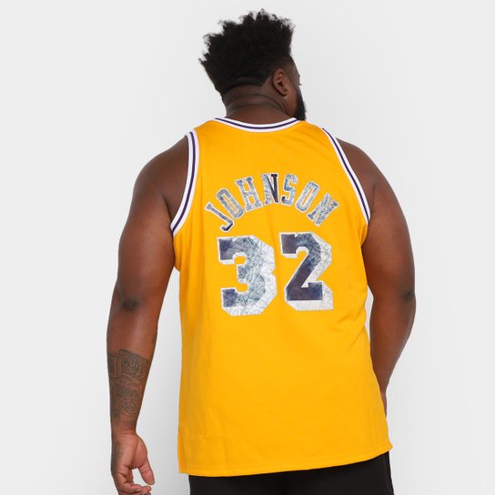Regata Mitchell e Ness 75TH Anni Jersey La Lakers Magic Johnson Plus Size Masculina